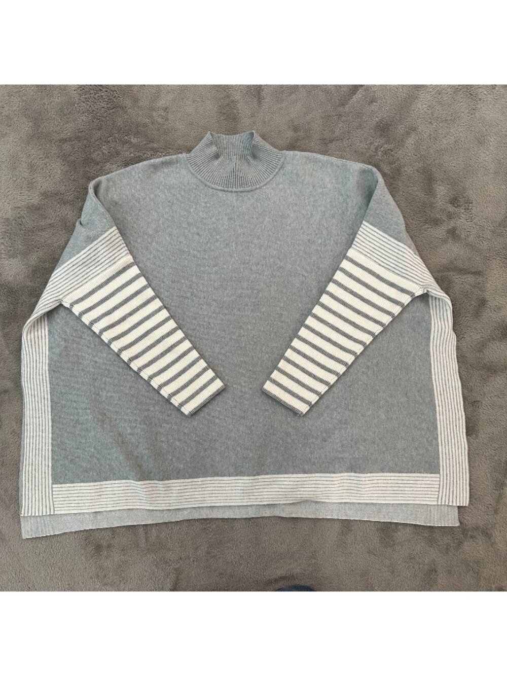 Zenana Sweater Poncho Pullover Womens size 2X 2XL Gray Mock Neck